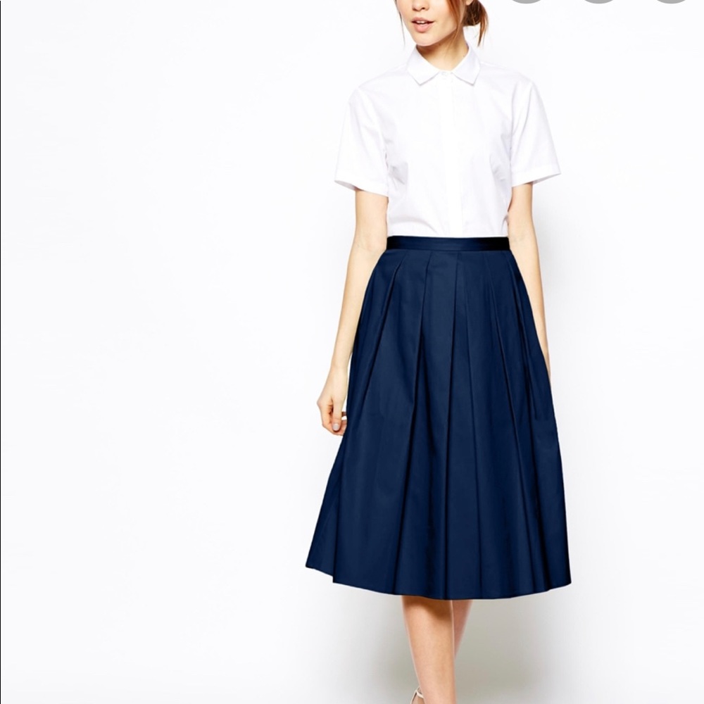 COPY - Navy ASOS pleated full skirt